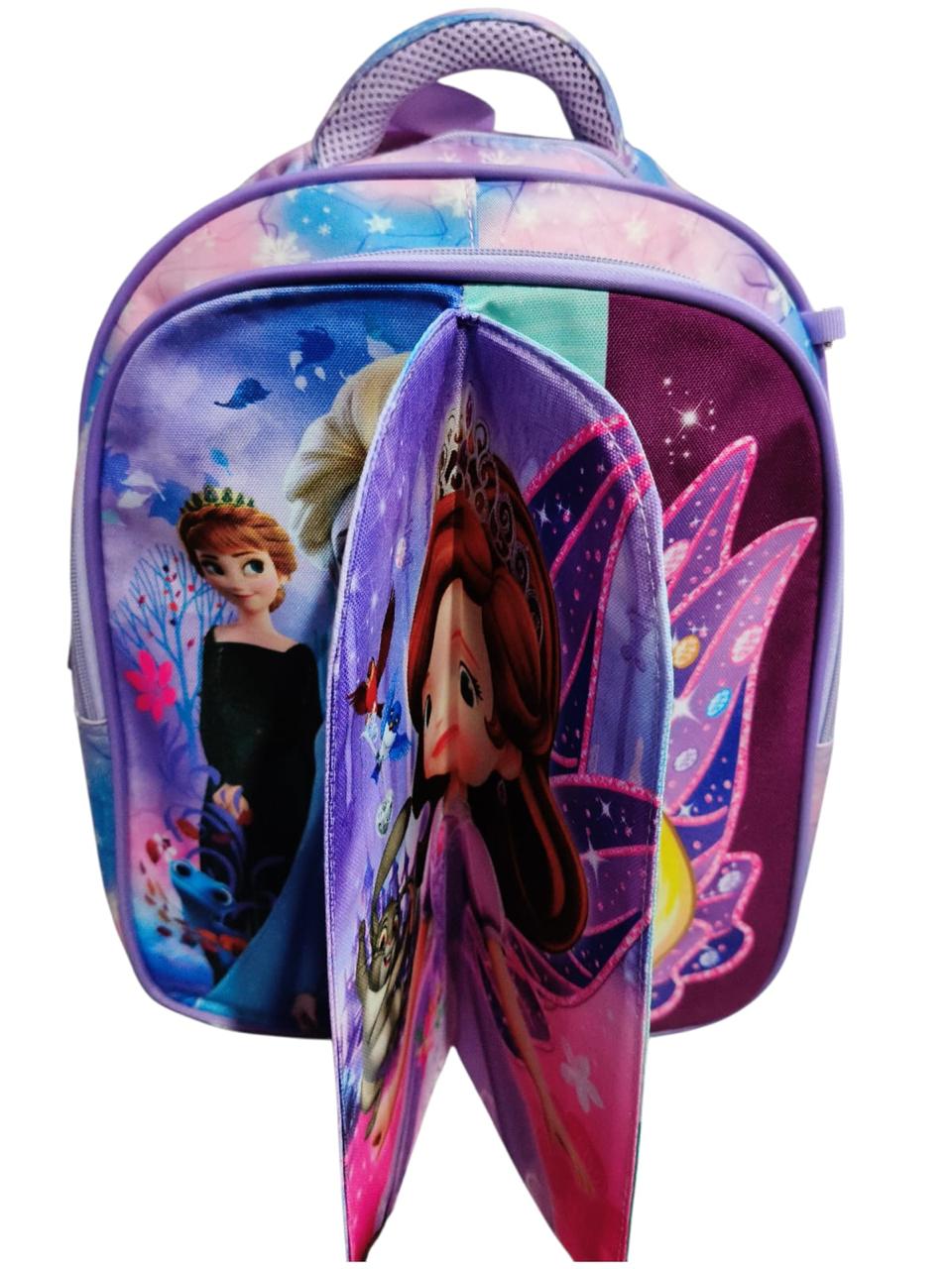 14 Inch 3 IN 1 Character Flaps School Bag For grade nursery to grade 1 for Girls BB-084